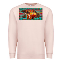 Pale Pink texas and map with longhorn serape gemstone licanse plate Premium Sweatshirt - Artiststas