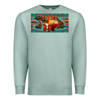 Seafoam texas and map with longhorn serape gemstone licanse plate Premium Sweatshirt - Artiststas