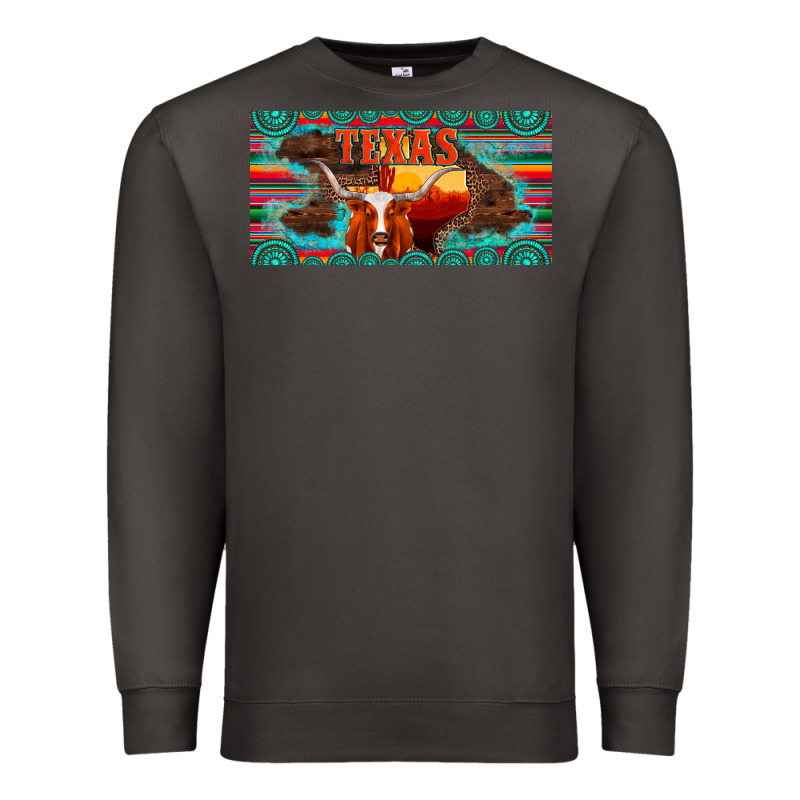 Texas And Map With Longhorn Serape Gemstone Licanse Plate Premium Sweatshirt by Artiststas | Teevron