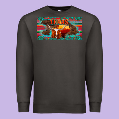 Texas And Map With Longhorn Serape Gemstone Licanse Plate Premium Sweatshirt Designed By Artiststas