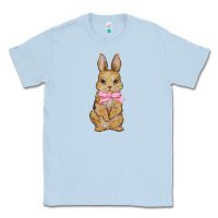 Dusty Blue easter rabbit pink flowers Classic Tee - BarkalooDesign