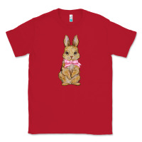 Red easter rabbit pink flowers Classic Tee - BarkalooDesign
