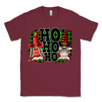 Burgundy Ho Ho Ho Christmas Gnomes Classic Tee - FaDigitalArtStudio