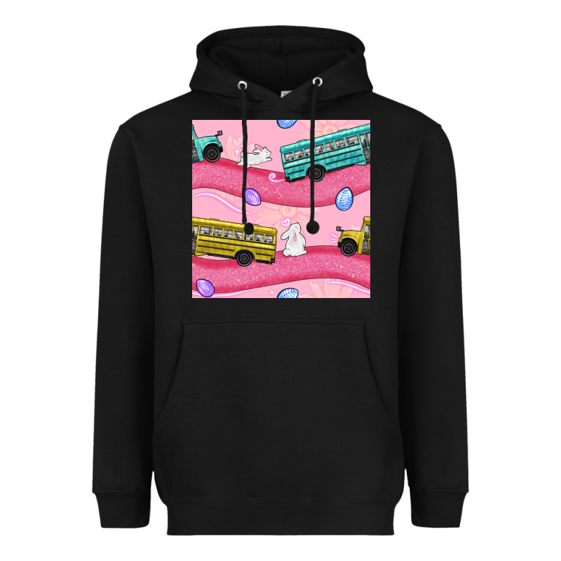 Easter School Bus Seamless Pattern Heavyweight Hoodie by BundleAndBundleShop | Teevron