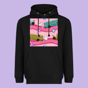 Easter School Bus Seamless Pattern Heavyweight Hoodie Designed By Bundleandbundleshop