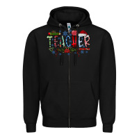 Black teacher christmas Zipper Hoodie - RacoonDesign