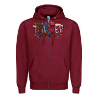 Burgundy teacher christmas Zipper Hoodie - RacoonDesign