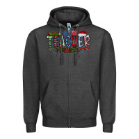 Charcoal Heather teacher christmas Zipper Hoodie - RacoonDesign