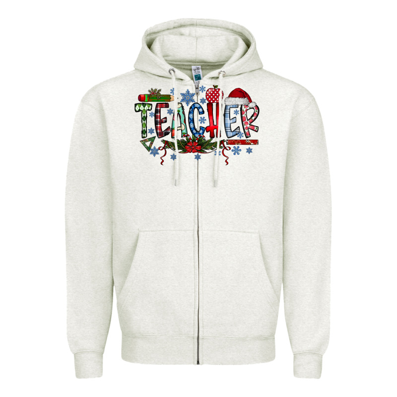 Teacher Christmas Zipper Hoodie by RacoonDesign | Teevron