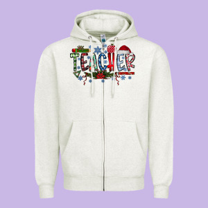 Teacher Christmas Zipper Hoodie Designed By Racoondesign
