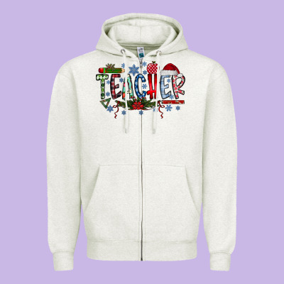 Teacher Christmas Zipper Hoodie Designed By Racoondesign