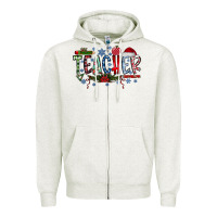 Oatmeal Heather teacher christmas Zipper Hoodie - RacoonDesign