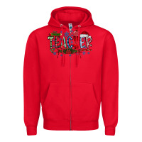 Red teacher christmas Zipper Hoodie - RacoonDesign