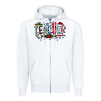 White teacher christmas Zipper Hoodie - RacoonDesign