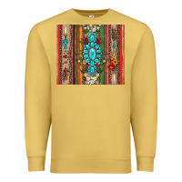 Antique Gold gemstone flowers arrow with leopards and serape Premium Sweatshirt - Artiststas