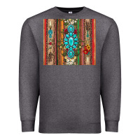Charcoal Heather gemstone flowers arrow with leopards and serape Premium Sweatshirt - Artiststas