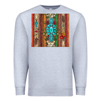 Heather Grey gemstone flowers arrow with leopards and serape Premium Sweatshirt - Artiststas
