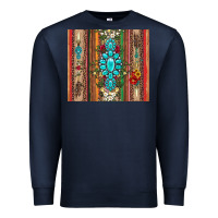 Navy gemstone flowers arrow with leopards and serape Premium Sweatshirt - Artiststas