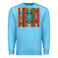 Ocean Blue gemstone flowers arrow with leopards and serape Premium Sweatshirt - Artiststas