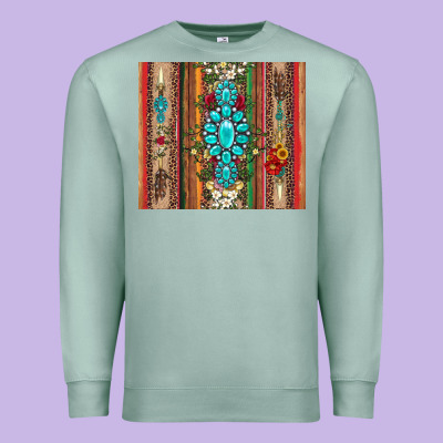 Gemstone Flowers Arrow With Leopards And Serape Premium Sweatshirt Designed By Artiststas