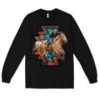 Black cowgirl with aztec Long Sleeve Tee - RanaPortraitStore
