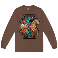 Chestnut cowgirl with aztec Long Sleeve Tee - RanaPortraitStore