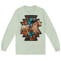 Matcha cowgirl with aztec Long Sleeve Tee - RanaPortraitStore