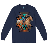 Navy cowgirl with aztec Long Sleeve Tee - RanaPortraitStore