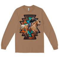 Toasted Coconut cowgirl with aztec Long Sleeve Tee - RanaPortraitStore