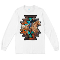 White cowgirl with aztec Long Sleeve Tee - RanaPortraitStore