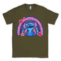 Army Green stitch rainbow Classic Tee - Zillion Design Studio