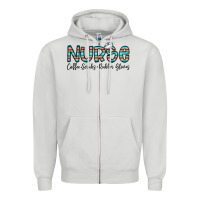 Dove Grey coffee scrubs and rubber gloves Zipper Hoodie - CowhideDigitalArt
