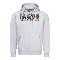 Heather Grey coffee scrubs and rubber gloves Zipper Hoodie - CowhideDigitalArt