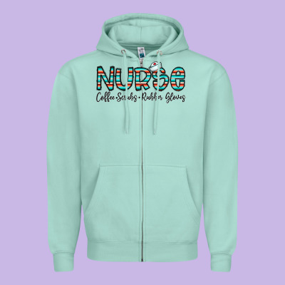 Coffee Scrubs And Rubber Gloves Zipper Hoodie Designed By Cowhidedigitalart