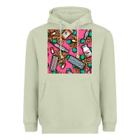 Matcha Medicines And Pills Seamless Pattern Heavyweight Hoodie - BundleAndBundleShop