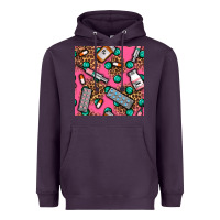 Plum Medicines And Pills Seamless Pattern Heavyweight Hoodie - BundleAndBundleShop