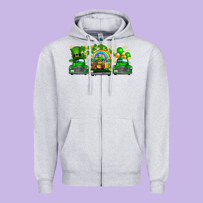 St Patricks Trucks Zipper Hoodie Designed By Fadigitalartstudio