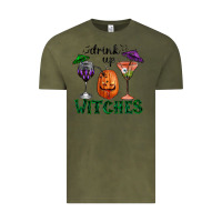 Vintage Olive Drink Up Witches Halloween Vintage Tee - RanaPortraitStore