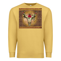 Antique Gold bull skull flowers glitter and leopard Premium Sweatshirt - Artiststas