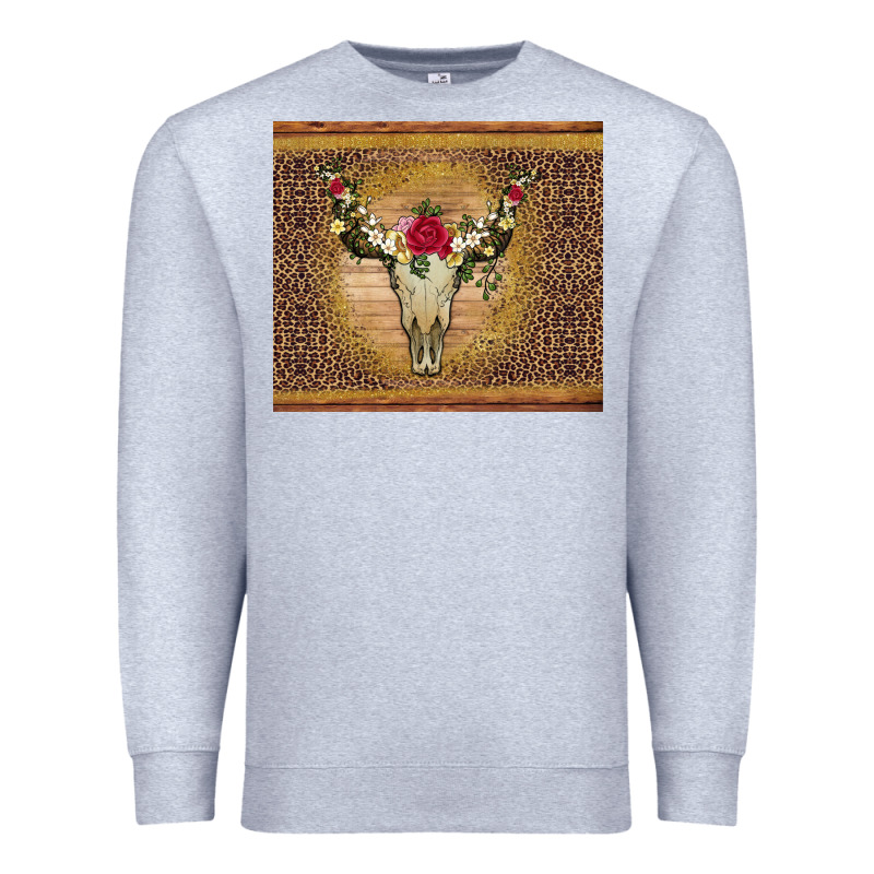 Bull Skull Flowers Glitter And Leopard Premium Sweatshirt by Artiststas | Teevron