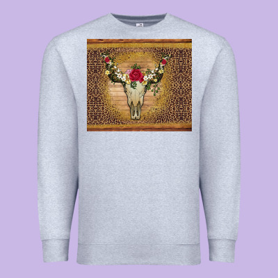 Bull Skull Flowers Glitter And Leopard Premium Sweatshirt Designed By Artiststas