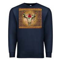 Navy bull skull flowers glitter and leopard Premium Sweatshirt - Artiststas
