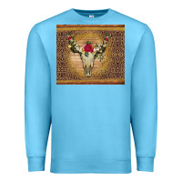 Ocean Blue bull skull flowers glitter and leopard Premium Sweatshirt - Artiststas