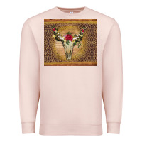 Pale Pink bull skull flowers glitter and leopard Premium Sweatshirt - Artiststas