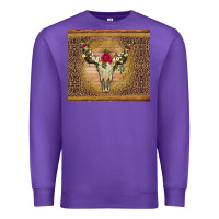 Purple bull skull flowers glitter and leopard Premium Sweatshirt - Artiststas