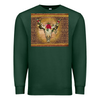 Sports Green bull skull flowers glitter and leopard Premium Sweatshirt - Artiststas