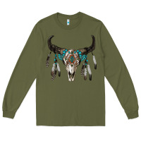 Boho Bull Skull Long Sleeve Tee | Teevron