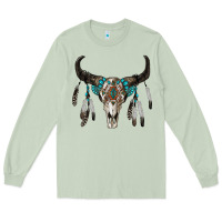 Matcha boho bull skull Long Sleeve Tee - RanaPortraitStore