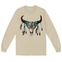 Mushroom boho bull skull Long Sleeve Tee - RanaPortraitStore