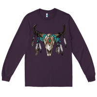 Plum boho bull skull Long Sleeve Tee - RanaPortraitStore